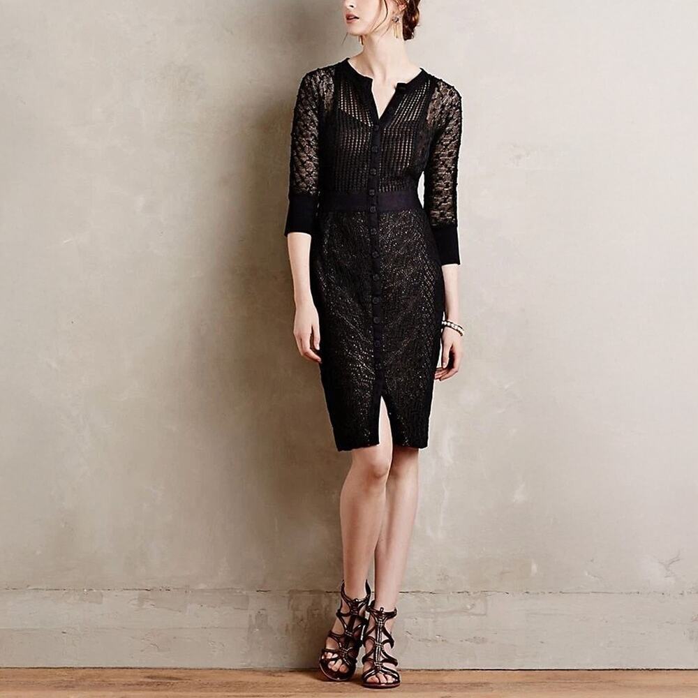 Anthropologie Beguile by Byron Lars Mona Black Lace Dress Size 00P